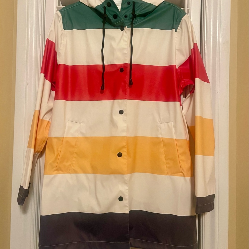 BNWT Size Med Women’s HBC Stripes Rain Jacket